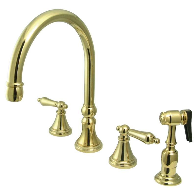 Kingston Brass Governor Deck Mount Widespread Kitchen Faucet with Brass Sprayer