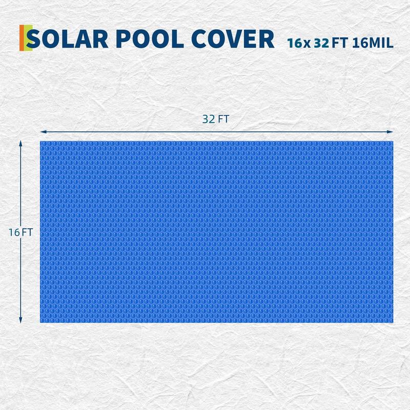 16-Mil Solar Pool Cover, Rectangle Solar Blanket for In-Ground and Above-Ground Swimming Pools,Blue