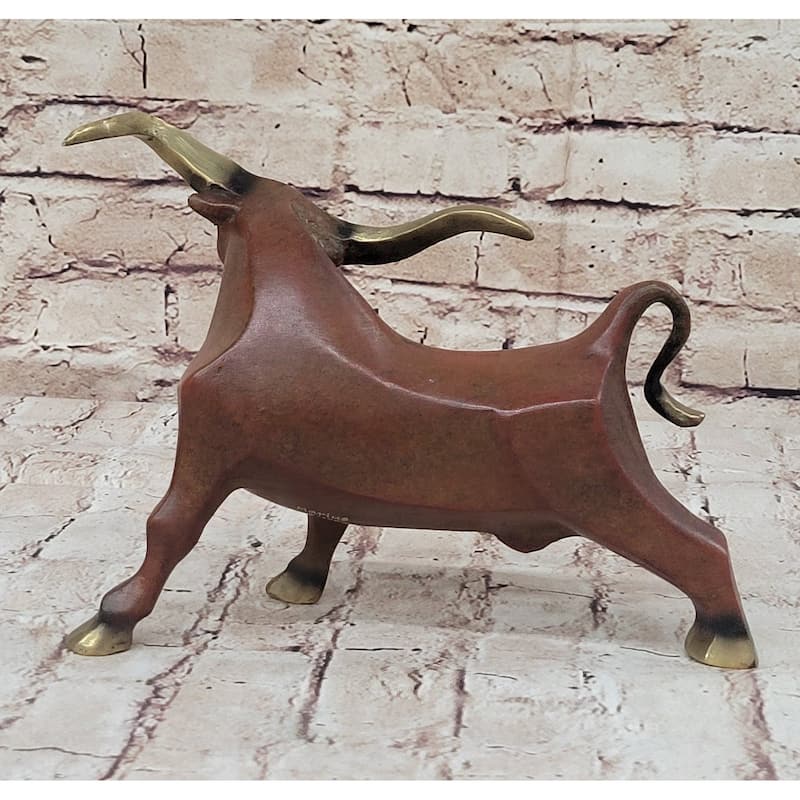 Abstract Bronze Metal Longhorn Cattle Bull Sculpture Statue Figurine Signed Numbered Art