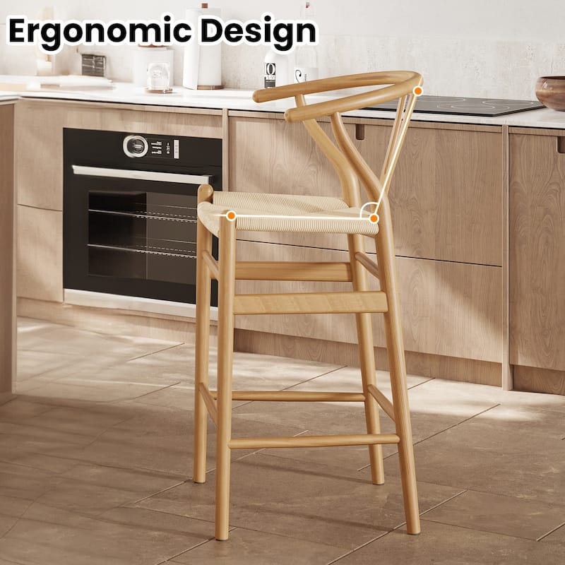 Weave Counter Height Bar Stools, Fully Assembled Rattan Bar Chairs for Kitchen Island,1pc