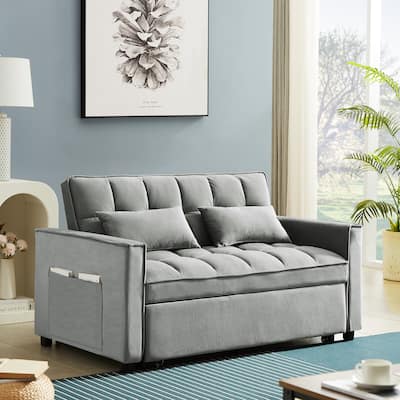 Modern Velvet Convertible Loveseat Sleeper Sofa Couch with Adjustable Backrest