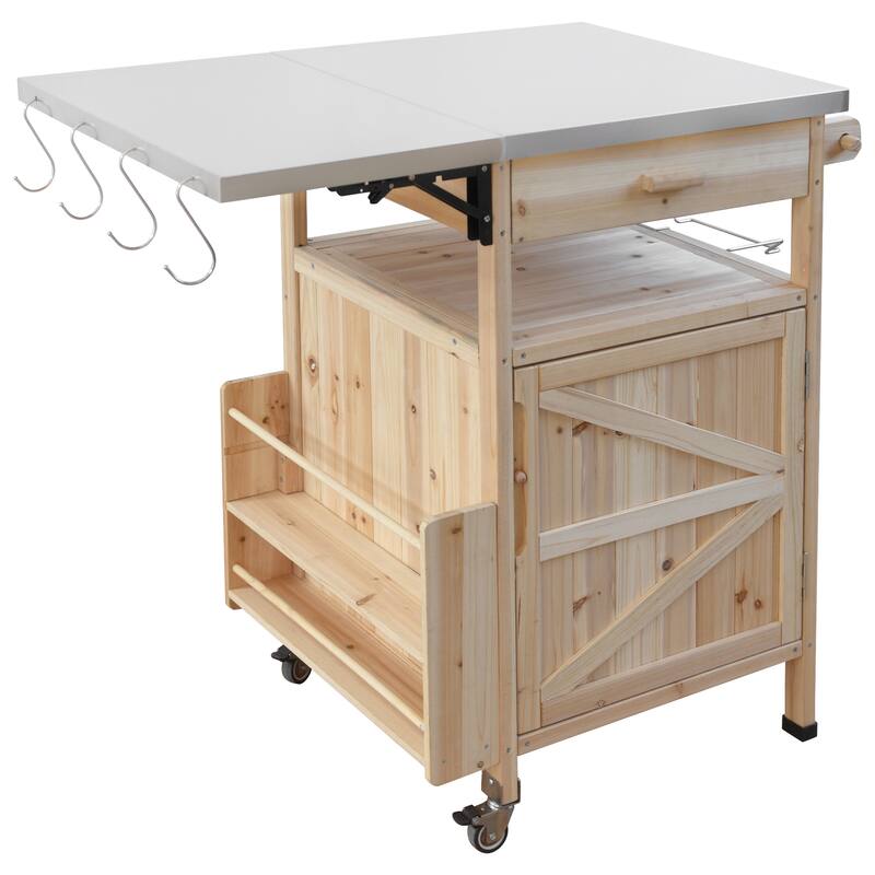40.5" Outdoor Grill Cart With Stainless Steel Top(no include stool)