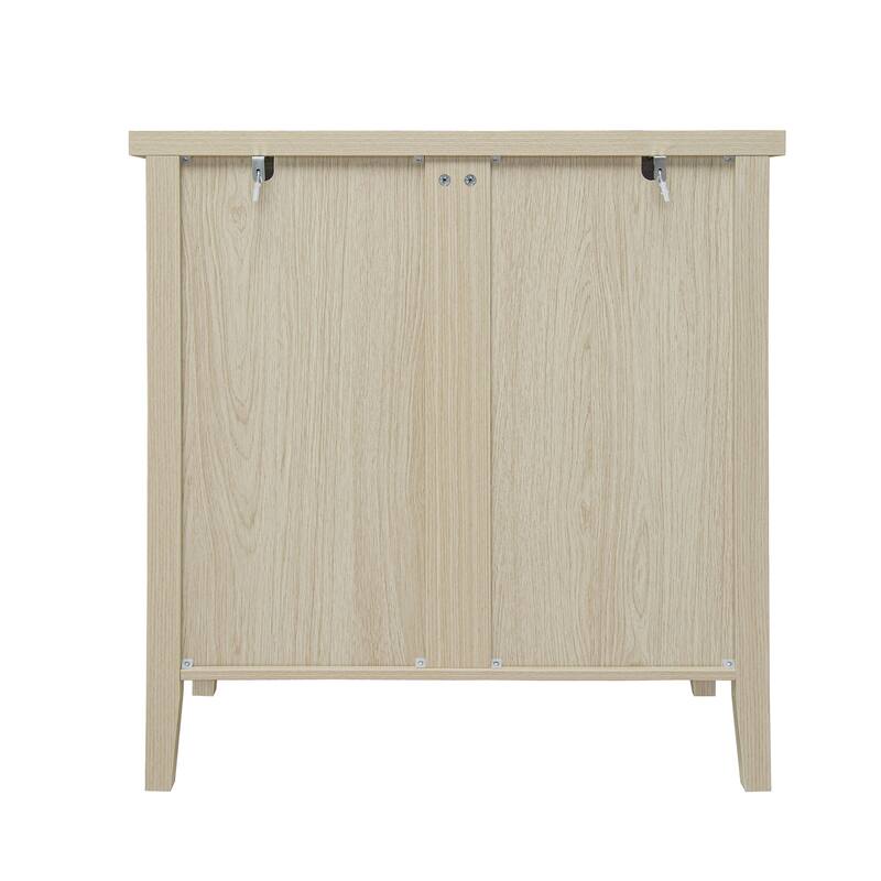 GDFStudio - Modern Woven Rope Drawer Buffet Sideboard with Adjustable Shelves