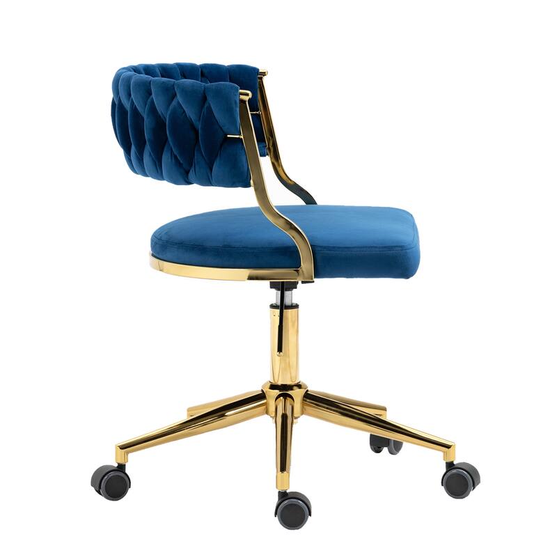 Velvet Home Desk Chair Office Swivel Chair with Wheels and Gold Base