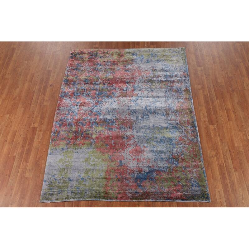 Contemporary Abstract Area Rug Handmade Oriental Wool Carpet - 6'0" X 7'9"