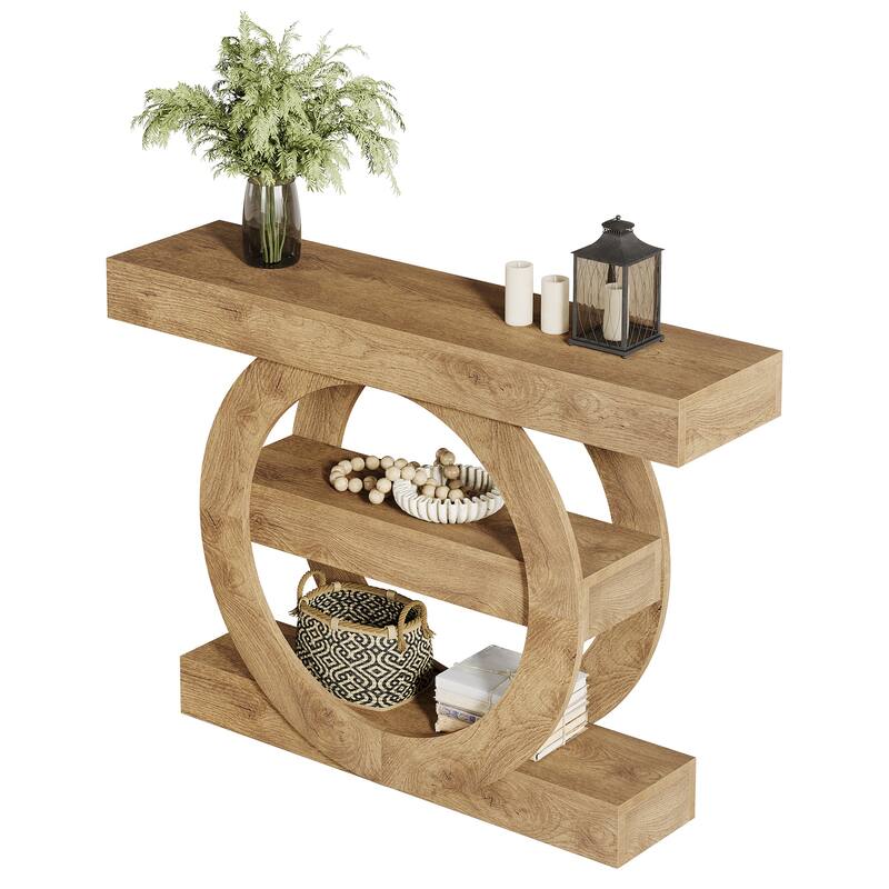 41.3" Farmhouse Console Table, 3-Tier Sofa Table