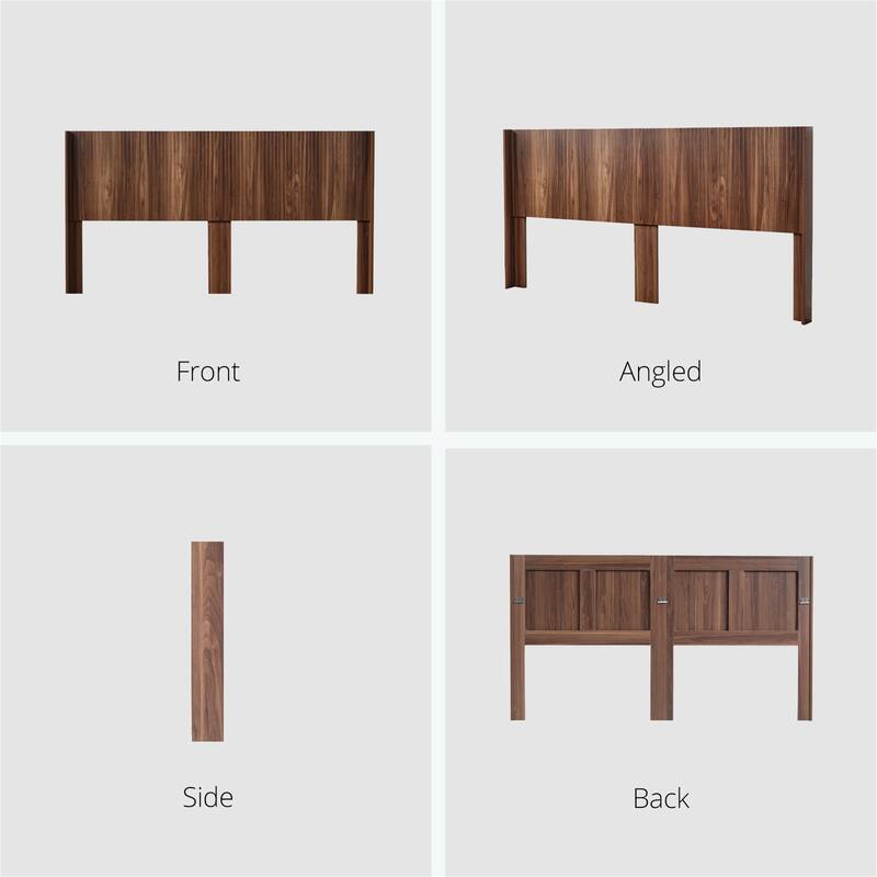 80.2" Wide Wooden King Headboard Only Wall Mounted Fluted Panel