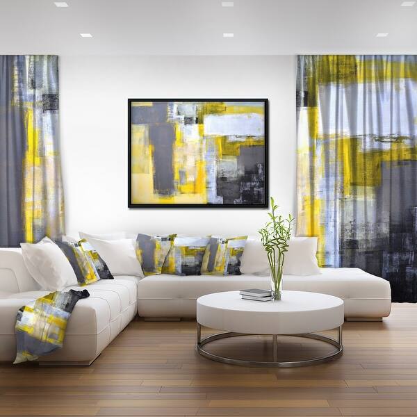 Shop Designart Grey And Yellow Blur Abstract Abstract Framed