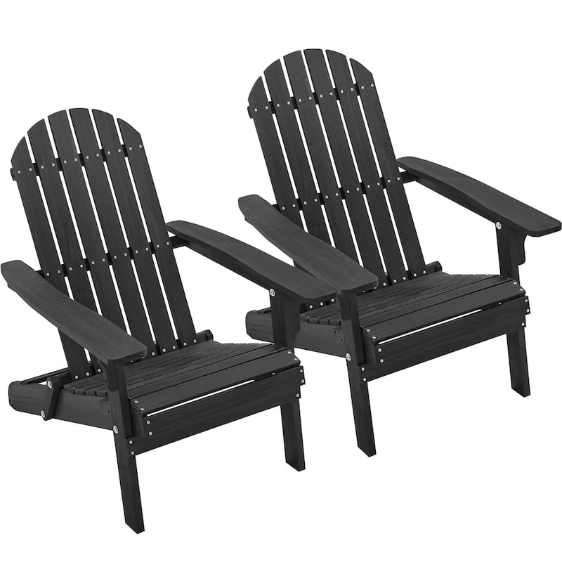Yaheetech 2-piece Folding Adirondack Chair Solid Wood Garden Chair Weather Resistant