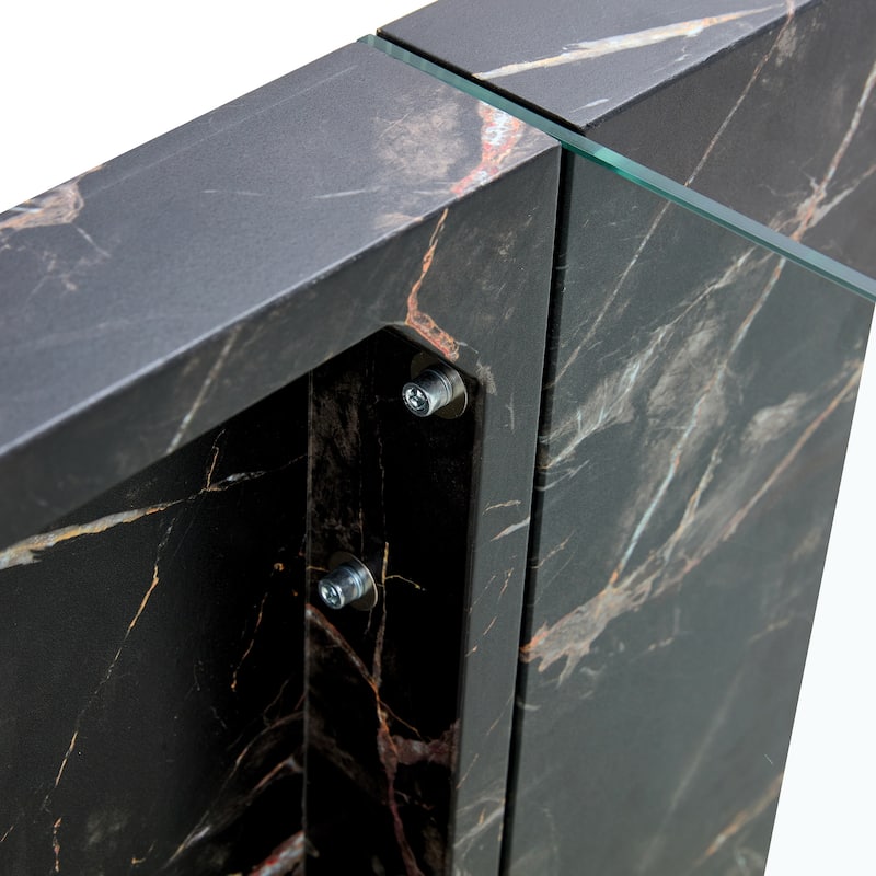 Rectangular Coffee Table with Tempered Glass Legs Wood Side Tables Wood Center Tables for Living Room Reception Room