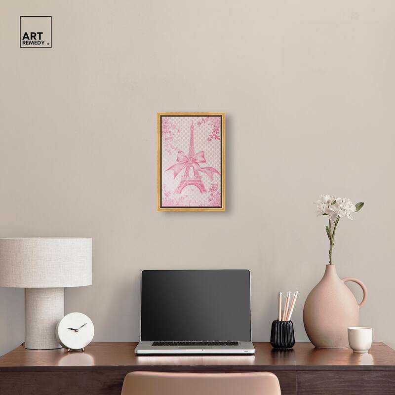 Ribbon Eiffel Tower Canvas by Art Remedy