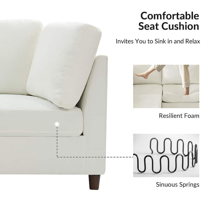 Mattia 125" Modern Under-seat Storage Sectional Sofa with Round Table and Solid Wood Legs by HULALA HOME