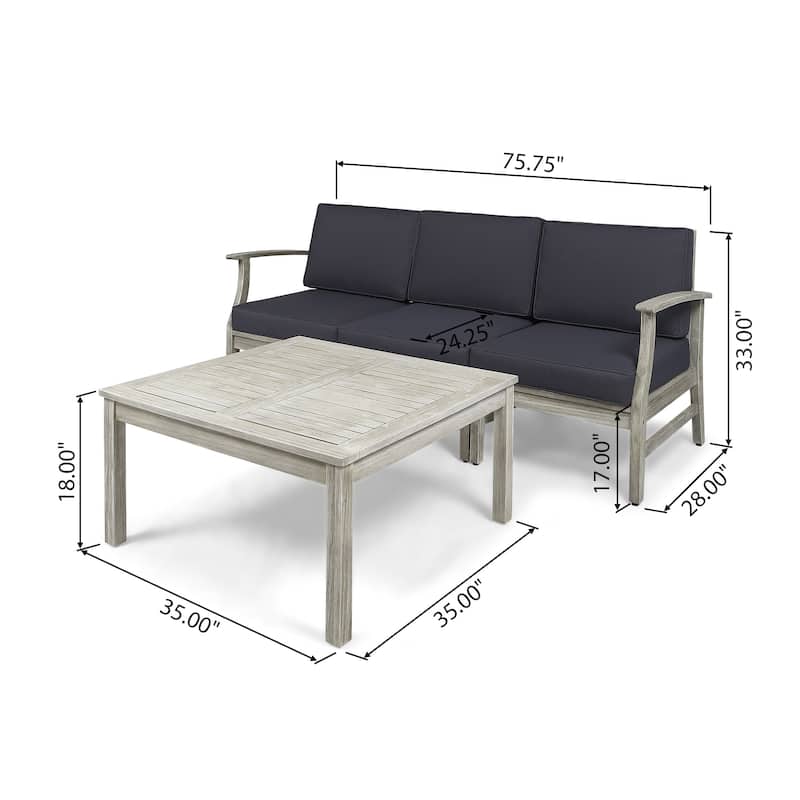 Perla Outdoor Acacia 4-pc. Cushioned Sofa and Table Set by Christopher Knight Home