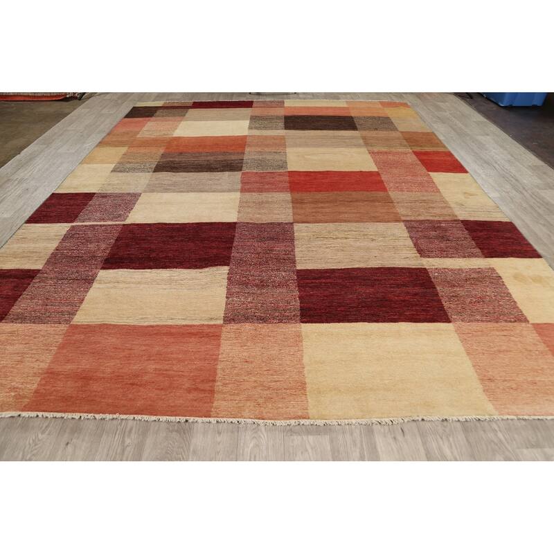 Hand Knotted Oriental 100% Wool Carpet Tribal All-Over Multi-Colored Gabbeh (kashkoli) Area Rug - 11' 8'' X 9' 2''