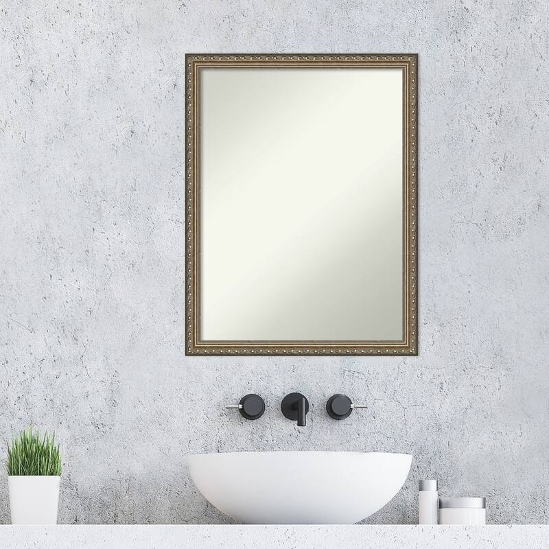 Non-Beveled Wood Bathroom Wall Mirror - Parisian Silver Frame