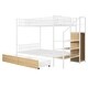 preview thumbnail 8 of 10, White Twin over Full Size Metal Bunk Bed with Drawer and Lateral Storage Ladder and Wardrobe