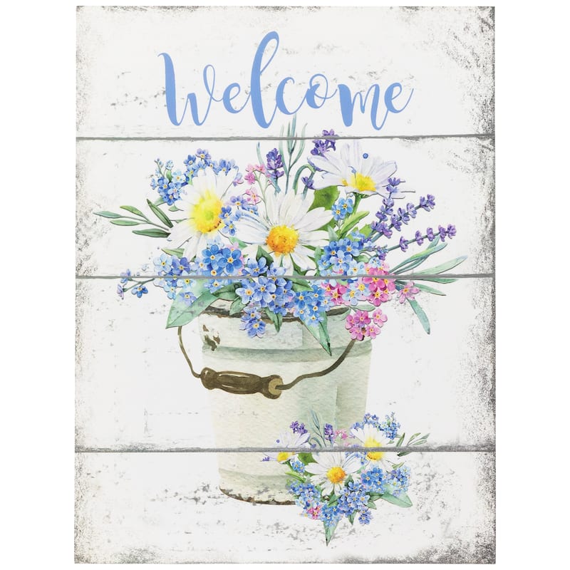 Spring Floral "Welcome" Wall Sign - 16"