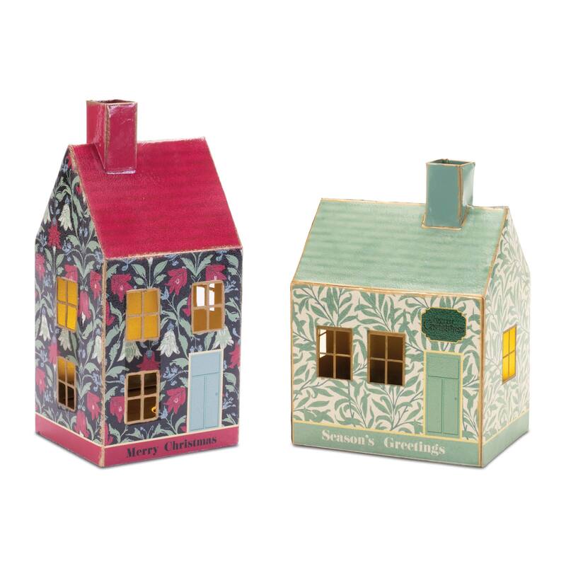 LED Metal Holiday House (Set of 2) - N/A
