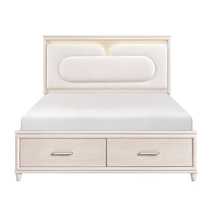 Upholstered LED Bed Platform Storage Drawers 1pc