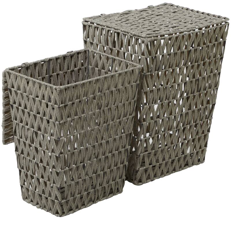 Gray Metal Storage Basket with Matching Lids (Set of 2) - 22", 19"H