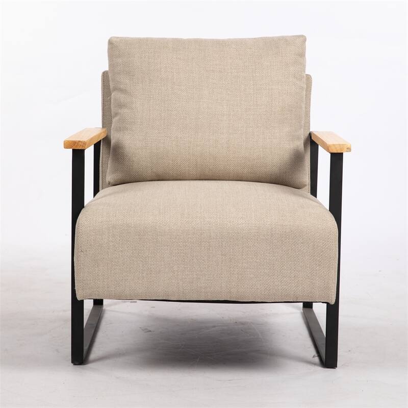 Leather Accent Chair with Metal Frame for Living Room