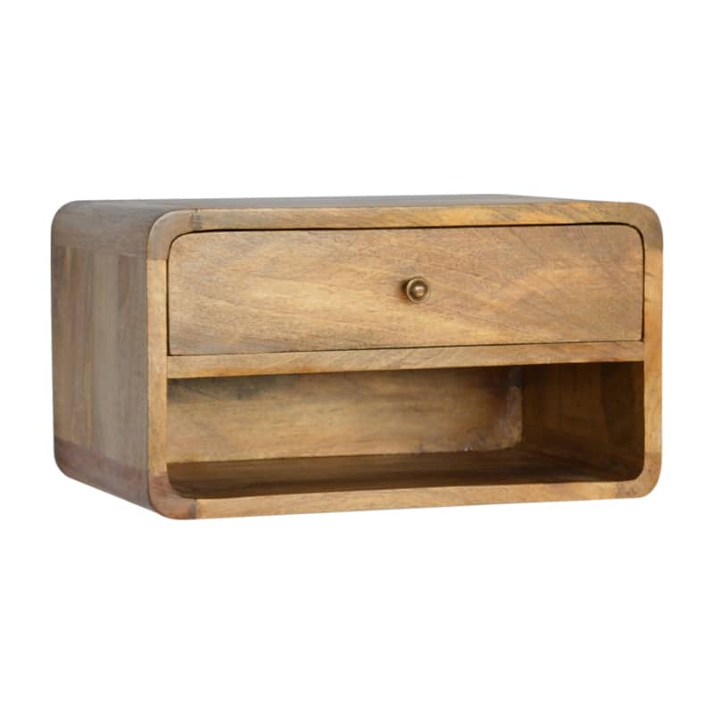 HomeRoots 18" Natural Solid Wood One Drawer Floating Nightstand