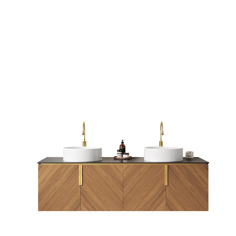 Floating Wall-Mounted Bathroom Vanity with Sinks - Black,Espresso,White