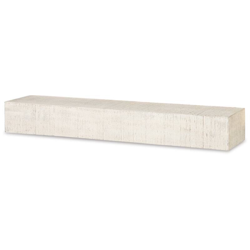 Novo Accent Wall Shelf, 38 Inch White Solid Wood, Saw Wood Texture