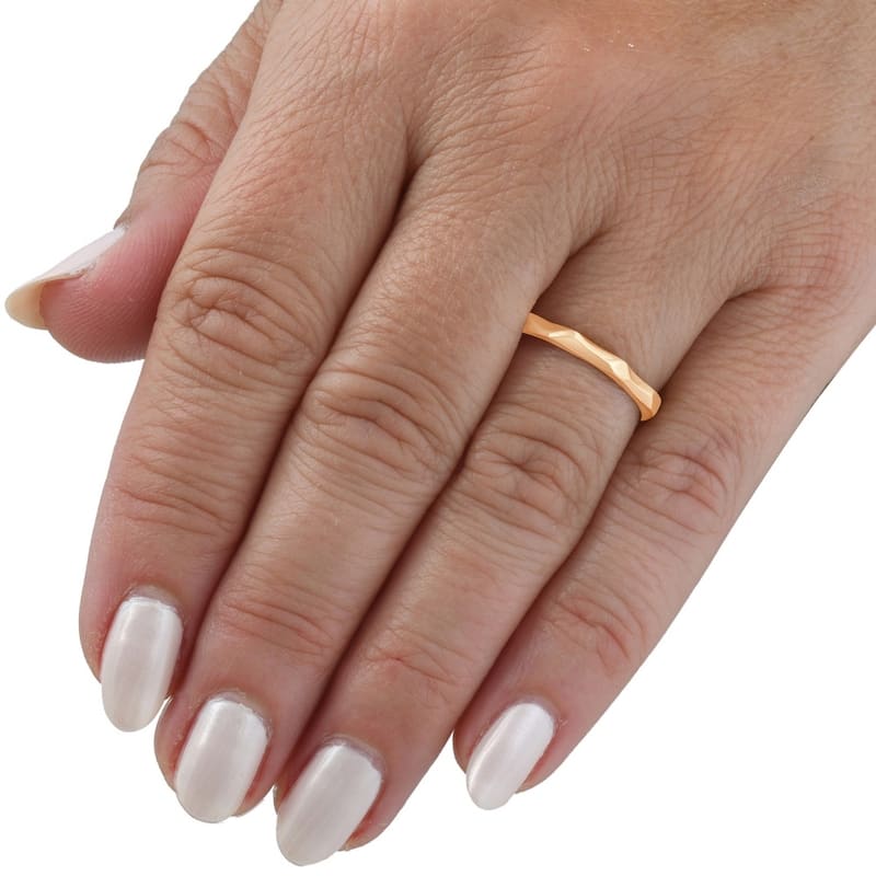 Gold Geometric Stackable Wedding Band Women's Anniversary Ring