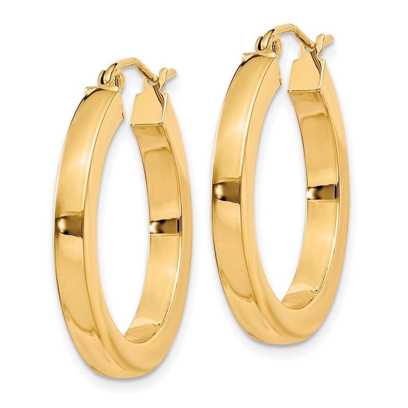 Curata 10kYellow Gold 26x3mm Polished Square Hoop Earrings