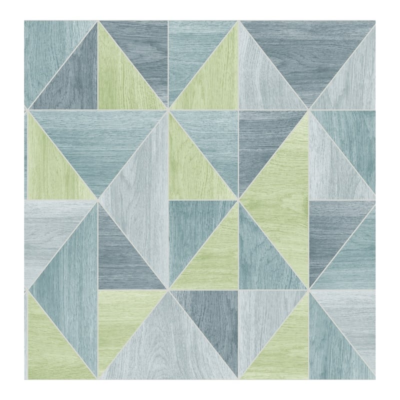 Advantage Simpson Blue Geometric Wood Wallpaper - 20.5 x 396 x 0.025