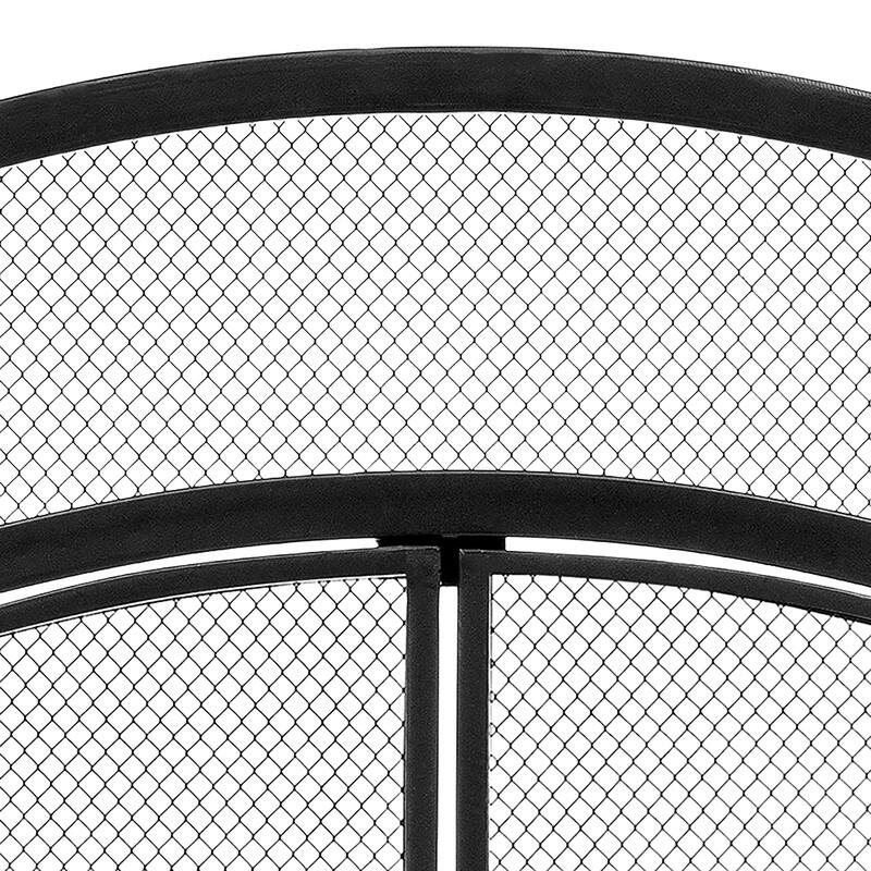 Fashion 2 Panel Black Unique Pattern Iron Fireplace Screen- - 37.8'' x 12.2'' x 31.1''