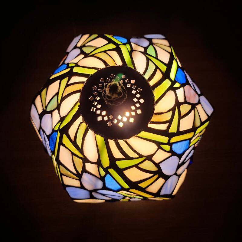 Dark Brown Metal Table Lamp with Multi Dome Glass Shade Pull Chain - 9” x 13” x 15” (D x W x H)