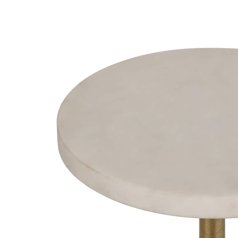 Metal 23"H Round Drink Table in Gold/White with Aluminum/Stone Construction for Stylish and Practical Bedroom, Living