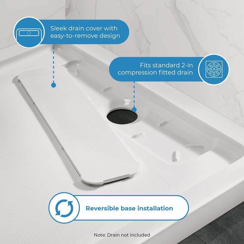 Adena White Shower Base 60x36 in white
