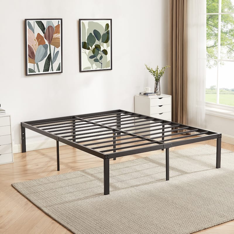 Javlergo 14/16/18 Inch Metal Platform Bed Frame, Heavy Duty Slat Support /No Box Spring Needed