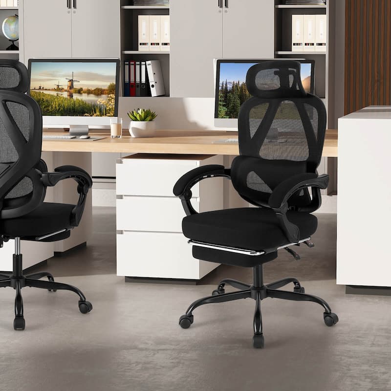 Costway Ergonomic Office Chair with Retractable Footrest & 135° - See Details