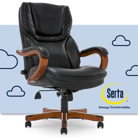 Serta Conway Big and Tall Executive Office Chair with Wood Accents