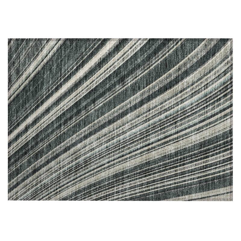 Machine Washable Indoor/ Outdoor Stripe Wave Chantille Rug
