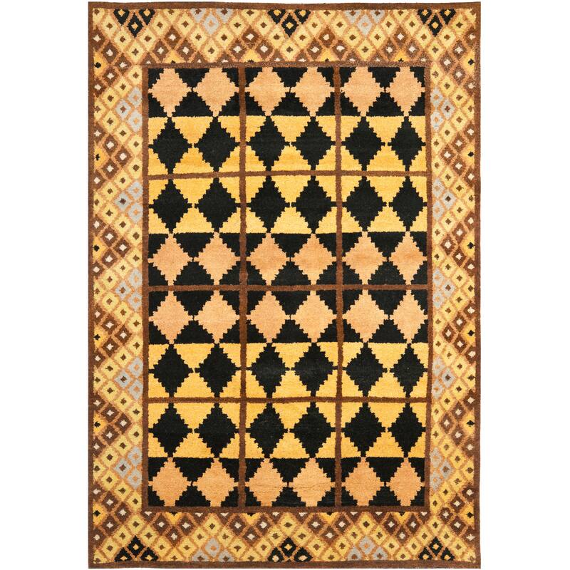SAFAVIEH Hand-knotted Gabbeh Geta Traditional Wool Rug - 4' x 6' - Gold - Runner/Rectangle