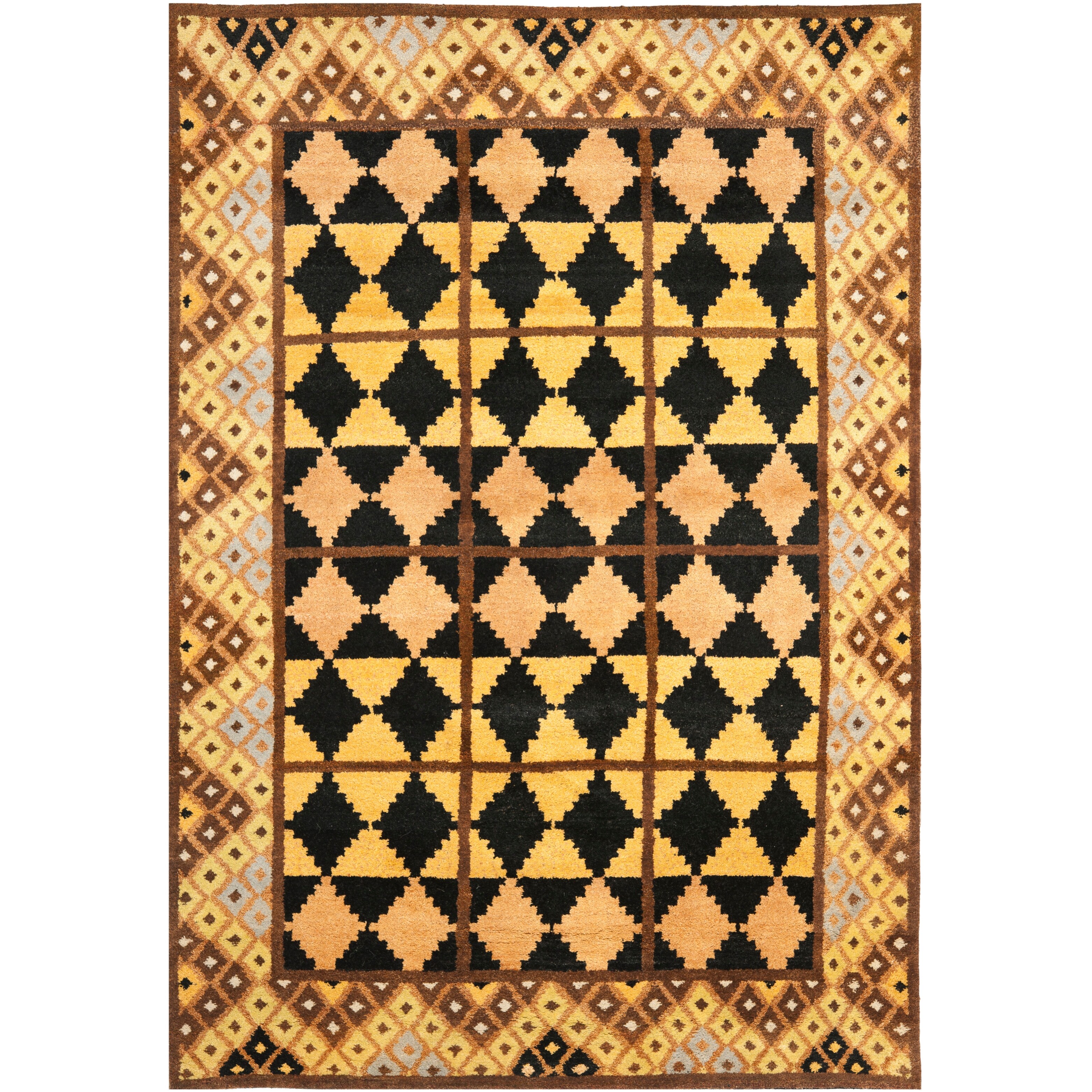 Safavieh Hand-Knotted Gabbeh Sasha Traditional Wool Rug - 4' x 6' - Gold