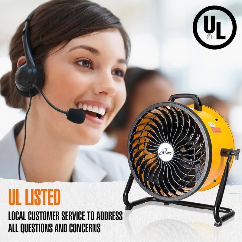 iLiving 16 in. Low Noise Turbo Fan 2800 CFM 3-Speed Portable Air Circulator for Shop, Office, Greenhouse, Home and Warehouse