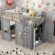preview thumbnail 20 of 36, Twin Size Loft Bed With Built-in Wardrobe And 2 Windows for Home Grey