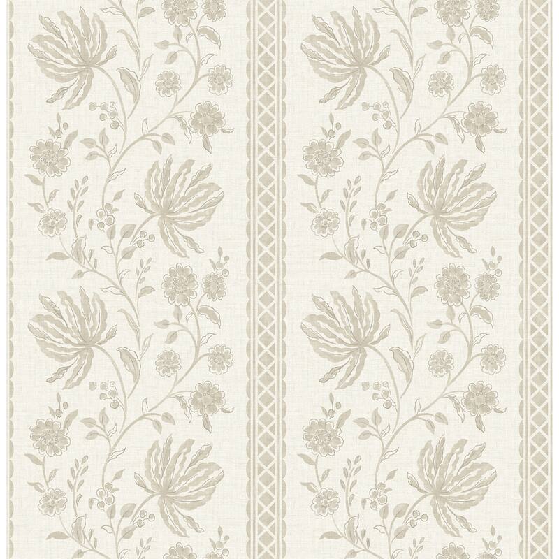 Edgemoor Taupe Jacobean Stripe Wallpaper