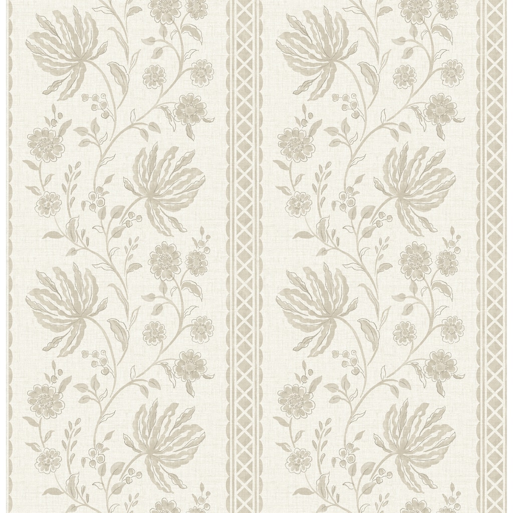 Edgemoor Taupe Jacobean Stripe Wallpaper