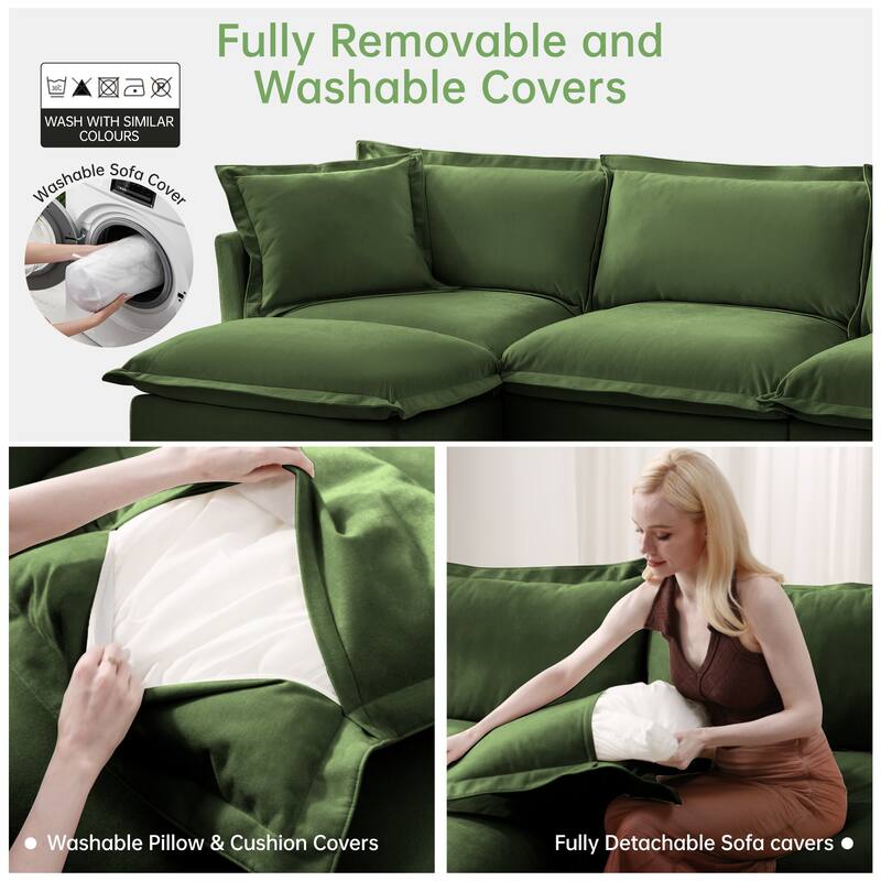 Chenille Slipcovered Armchair with Deep Seat & 3 Pillows (300lb Capacity)