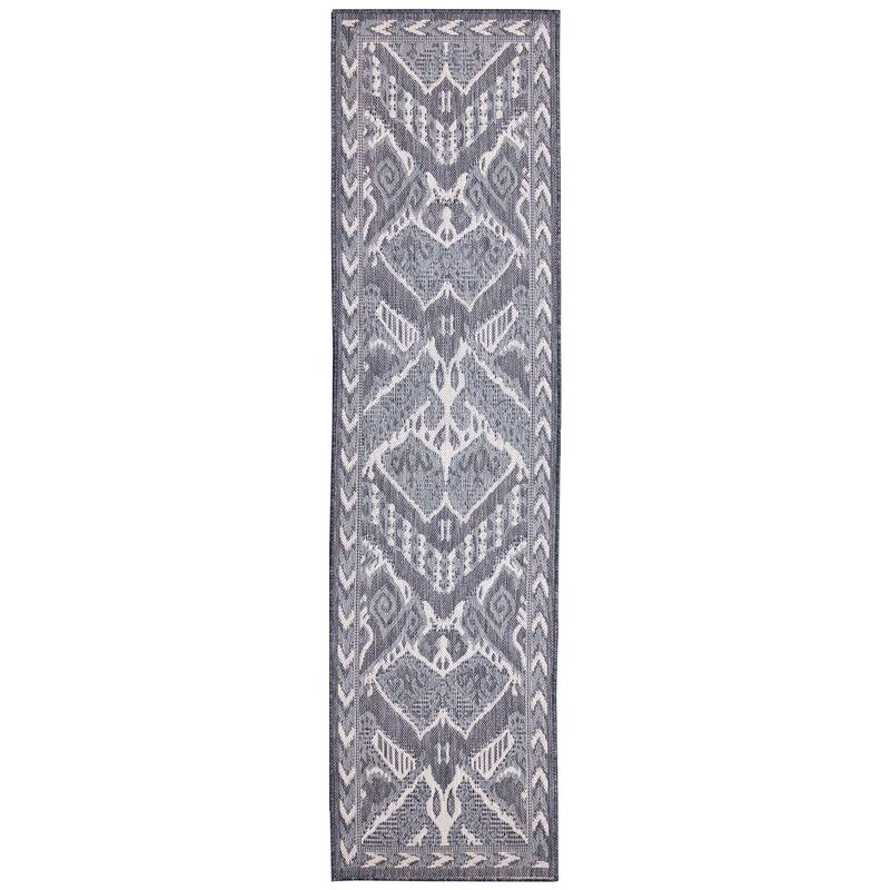 Liora Manne Malibu Ikat Indoor/Outdoor Rug - 1'11" x 7'6" - Navy