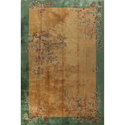 Vegetable Dye Vintage Art Deco Nichols Chinese Large Wool Carpet - 11'10" x 17'9"