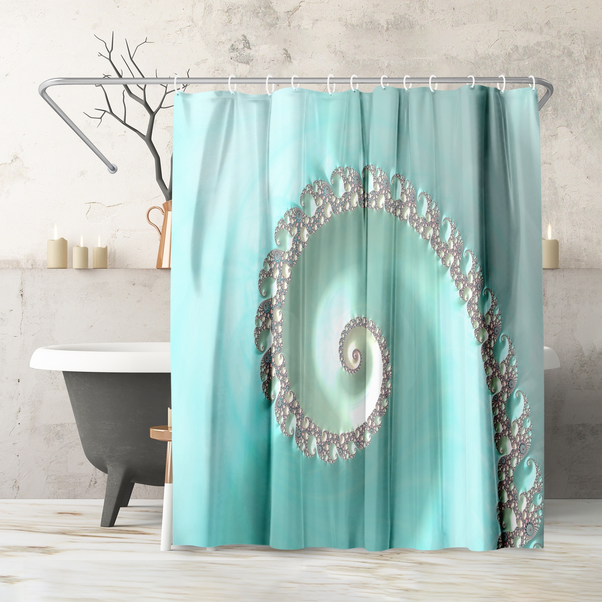 Turquoise and on sale gold shower curtain