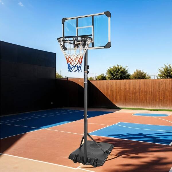 slide 2 of 9, Portable Basketball Hoop Goal System with Stable Base and Wheels Black